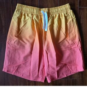 Cozople Ombre Swim Trunks Yellow Pink Sunset Gradient Mesh Lined Shorts Size 18Y